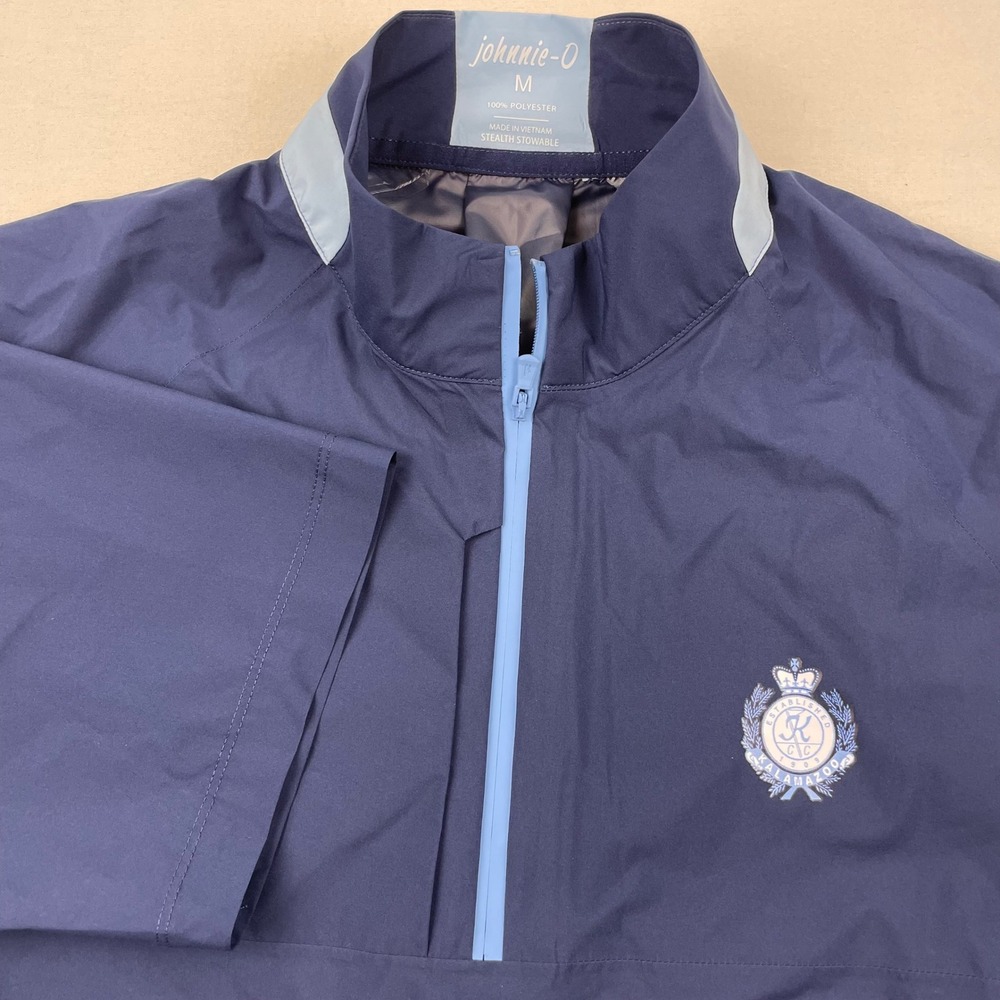 Johnnie-O Mens Stealth Stowable 1/4 Zip Windbreaker Navy Blue Kalamazoo CC M